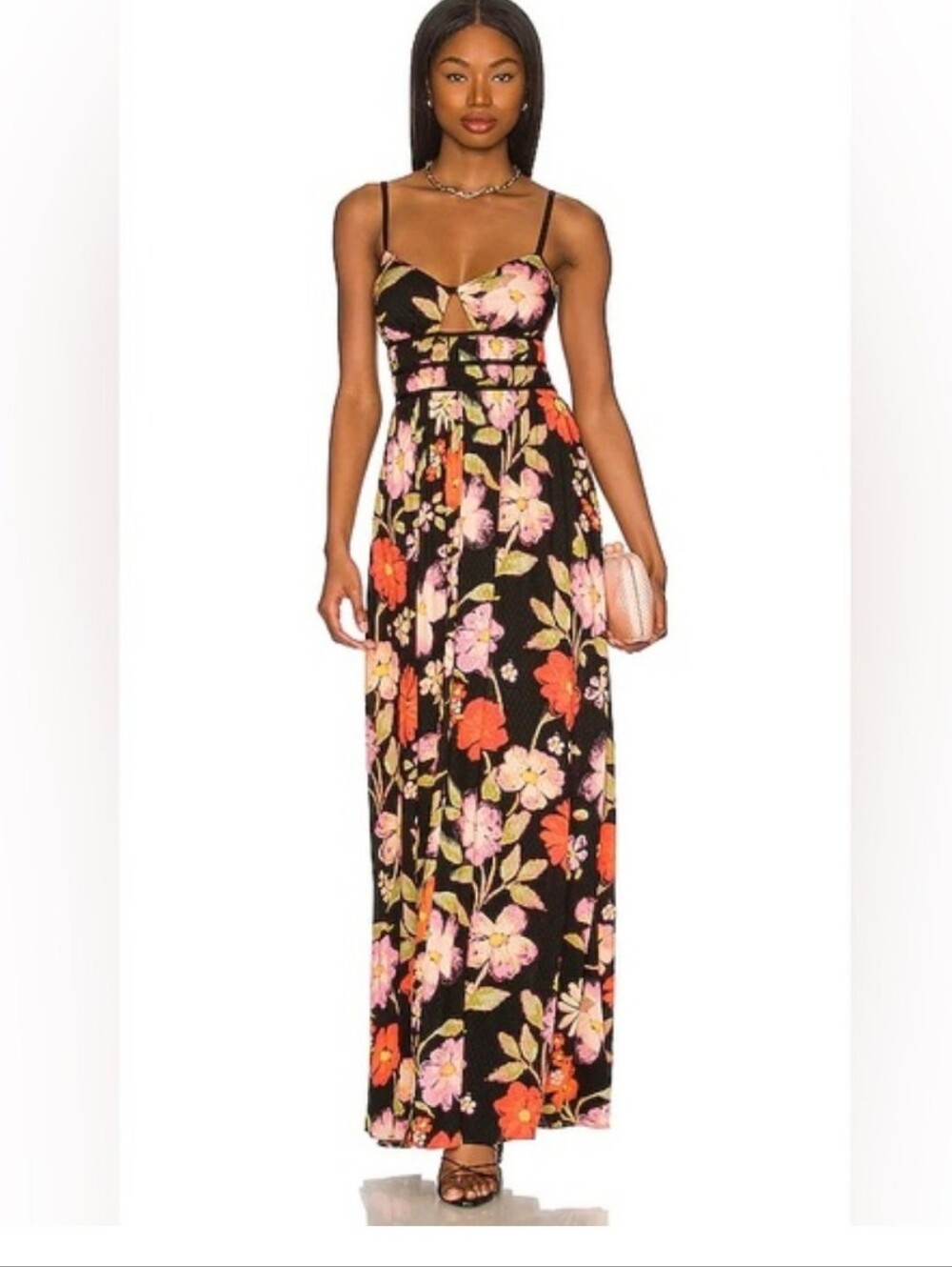 Free People Wisteria Maxi Dress - Black Floral